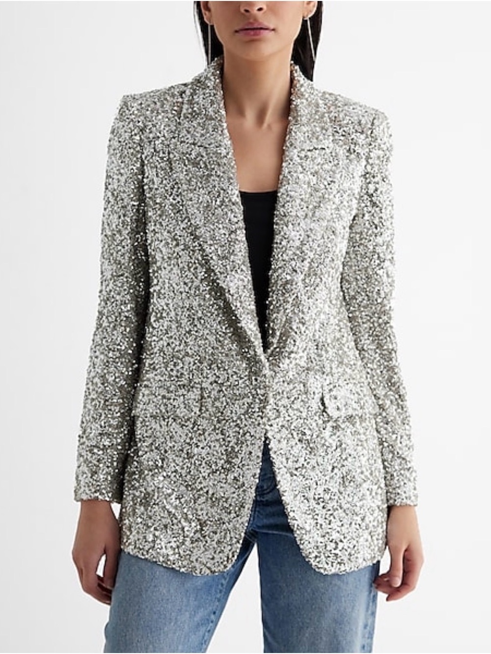 NWT Speckled Gray Open-Front Blazer